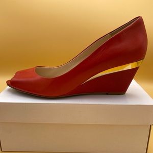 Nine West Shock Mode Red Leather Wedges Heels
